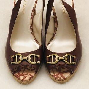 Etienne Aigner "Olexa" Brown Slingback Wedges